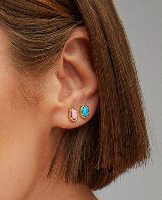Mini Ellie Gold Stud Earrings in Turquoise Magnesite