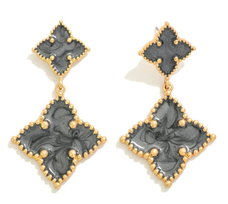 Linked Resin Enamel Swirl Clover Drop Earrings