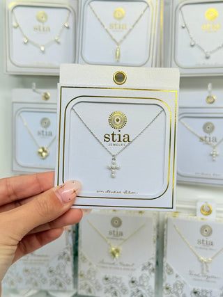 Stia Pearl Cross Necklace