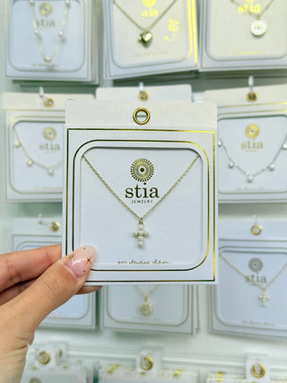 Stia Pearl Cross Necklace