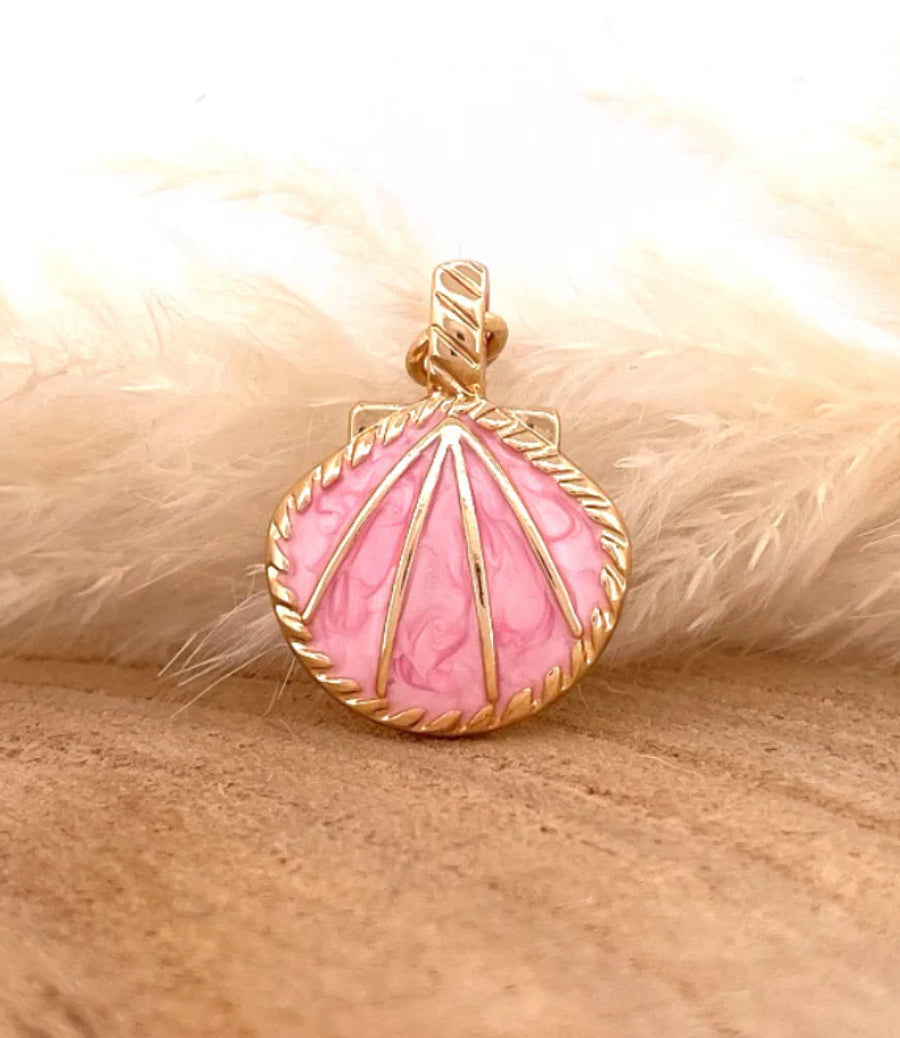 Pink Shell Gold Charm