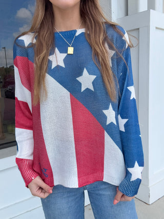 USA Flag Split One Size Sweater