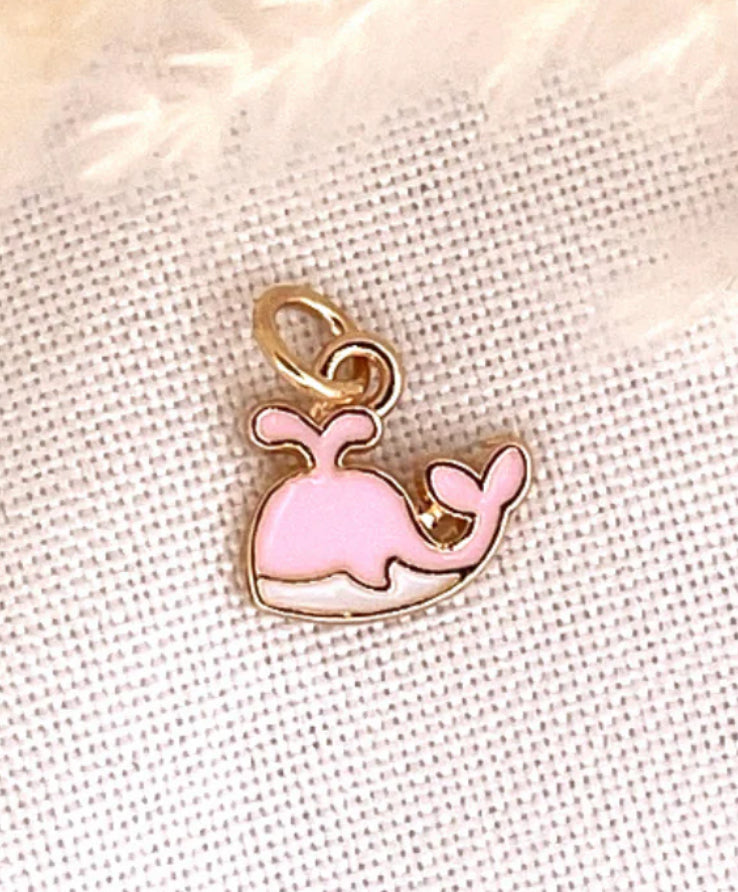 Pink Whale Gold Charm