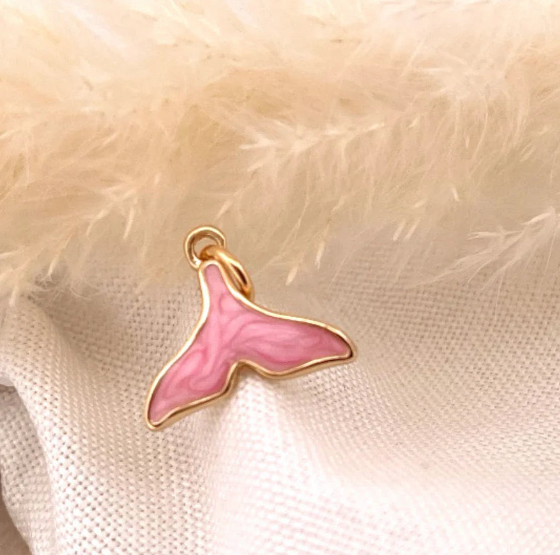 Pink Tail Gold Charm