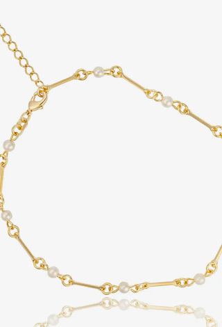 Pearl Bar Chain Anklet - Tarnish Resistant