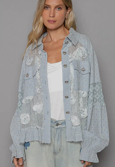 Lizzie Floral and Lace Shacket by Pol