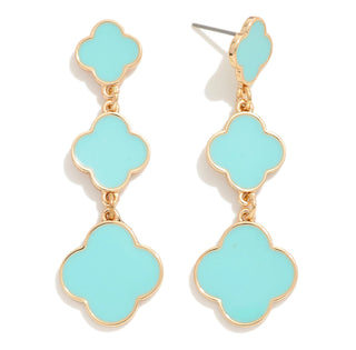 Linked Enamel Clover Drop Earrings