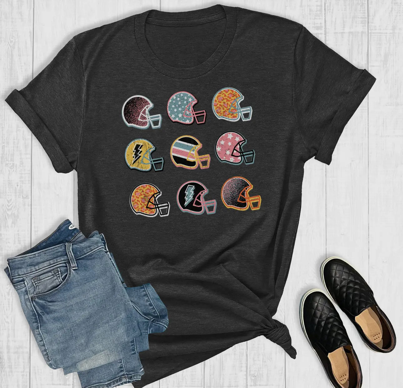 Retro Football Helmets Graphic Tee