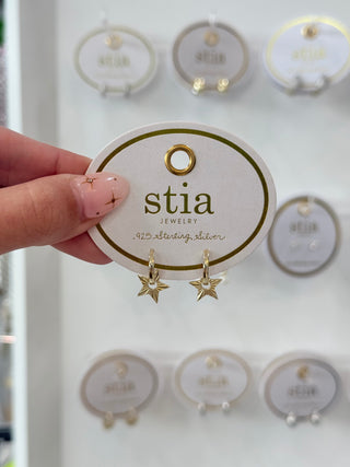 Stia Fluted Star Hoop Dangle Earring