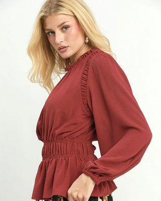 Umgee Graceful Details Peplum Blouse