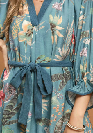 Umgee Secret Garden Floral Belted Midi Dress