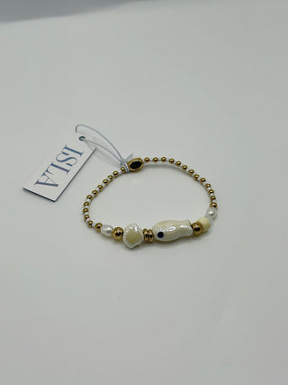 Isla "Stretch of the Sea" Bracelet - Cream Fish