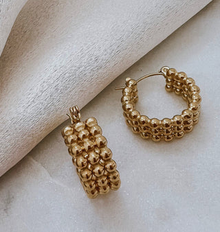 Water Safe Triple Bead Hoop Earring