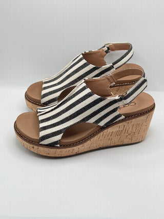 Corkys Carly Black Stripe Wedges