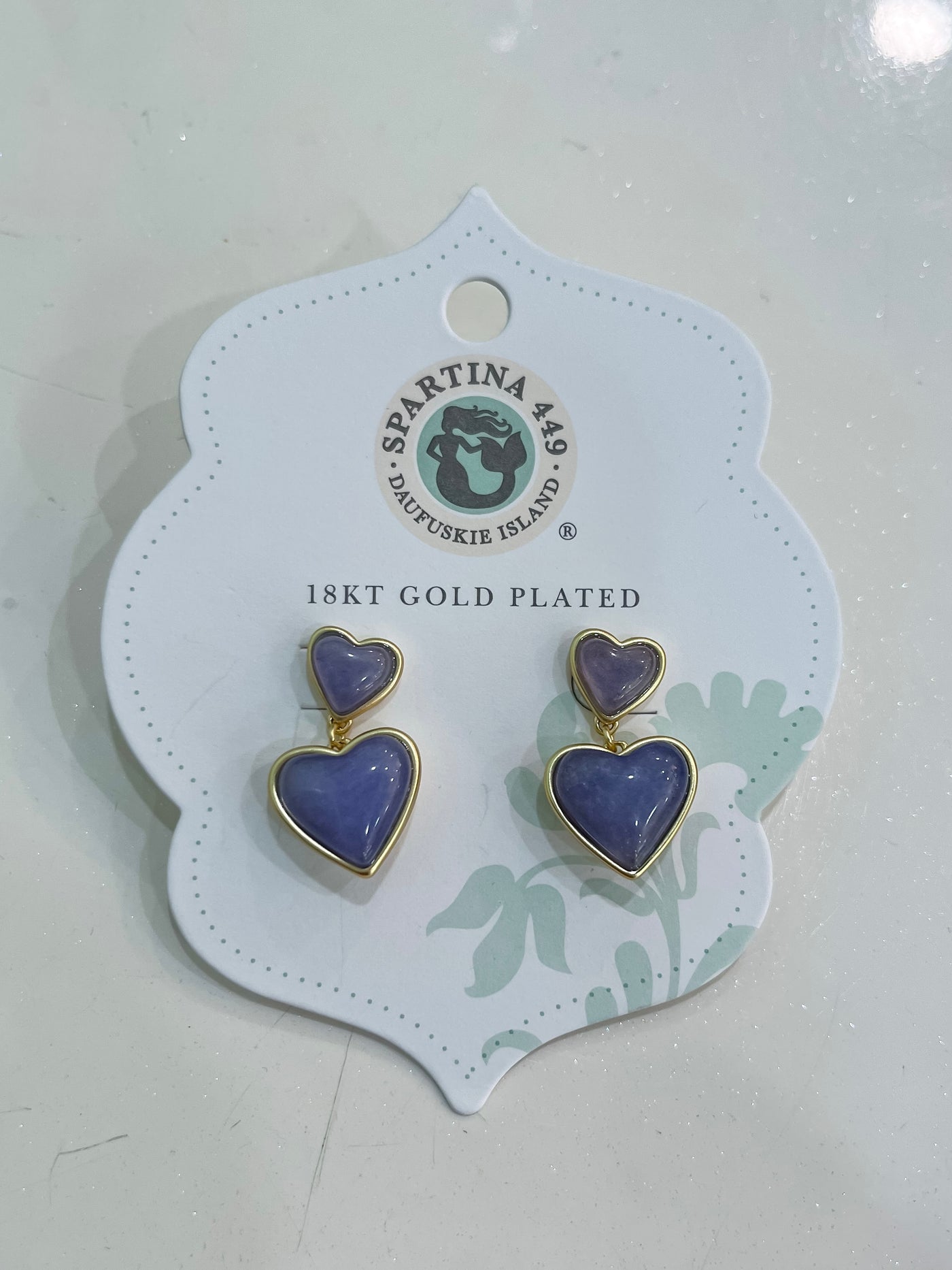 Full Heart Earrings Light Blue