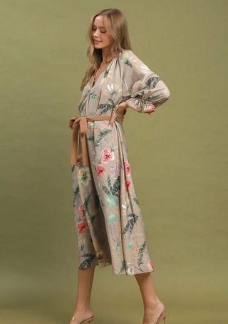 Umgee Secret Garden Floral Belted Midi Dress
