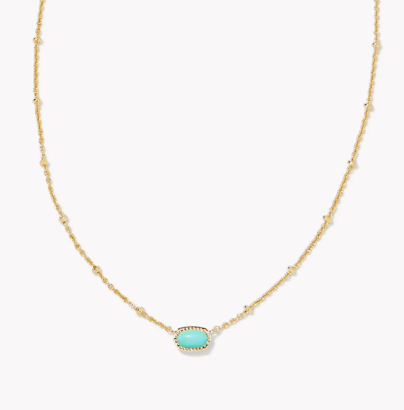 Mini Elisa Gold Satellite Short Pendant Necklace in Mint Magnesite