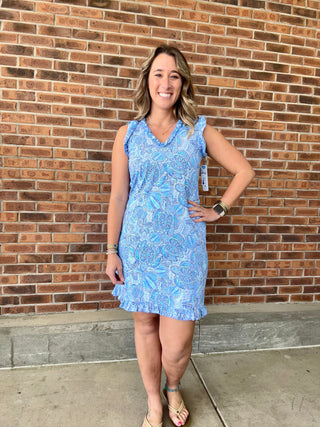 Beachtime Turtle Tides Ruffle Hem Dress