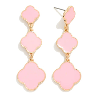 Linked Enamel Clover Drop Earrings