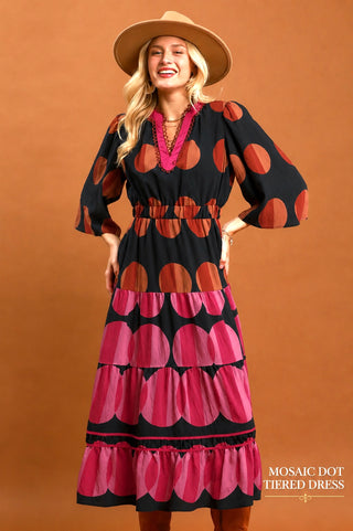 Umgee Mosaic Dot Tiered Dress