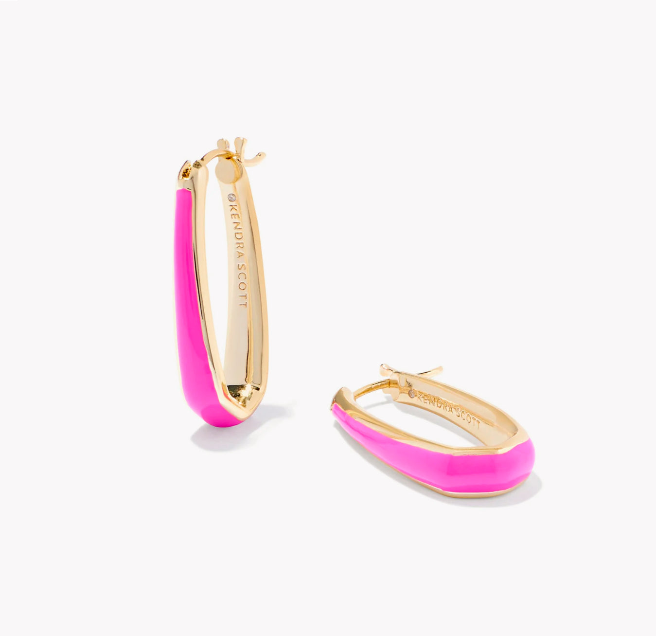 Kelsey Gold Hoop Earring Pink Enamel