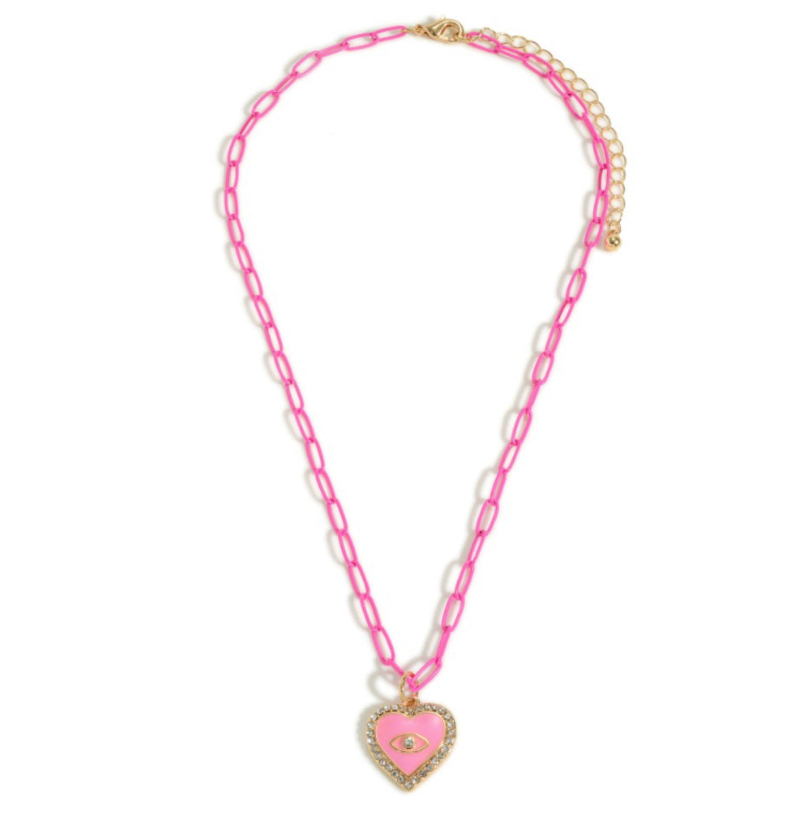 Pink Chain Heart Necklace