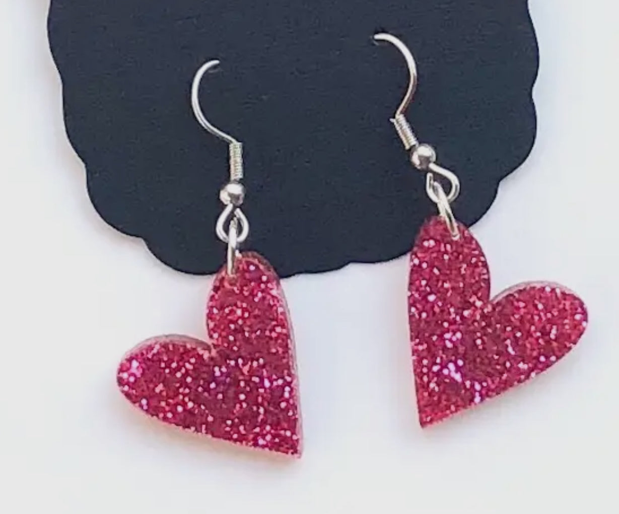 Raspberry heart earrings