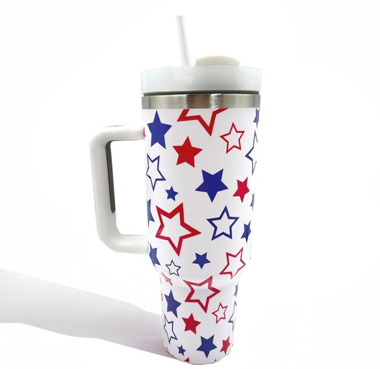 Stars Theme Printed 40oz Double Wall Stainless Steel Vacuum Tumbler With Handle