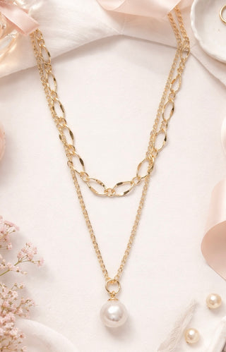 Pearl Drop Double Strand Necklace