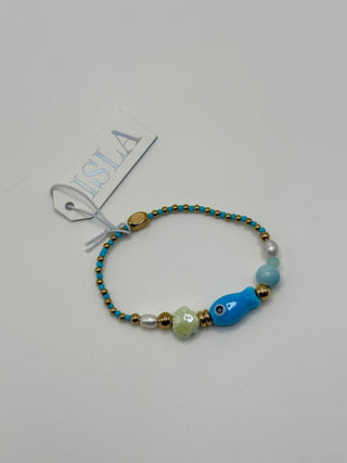 Isla "Stretch of the Sea" Bracelet - Aqua Fish