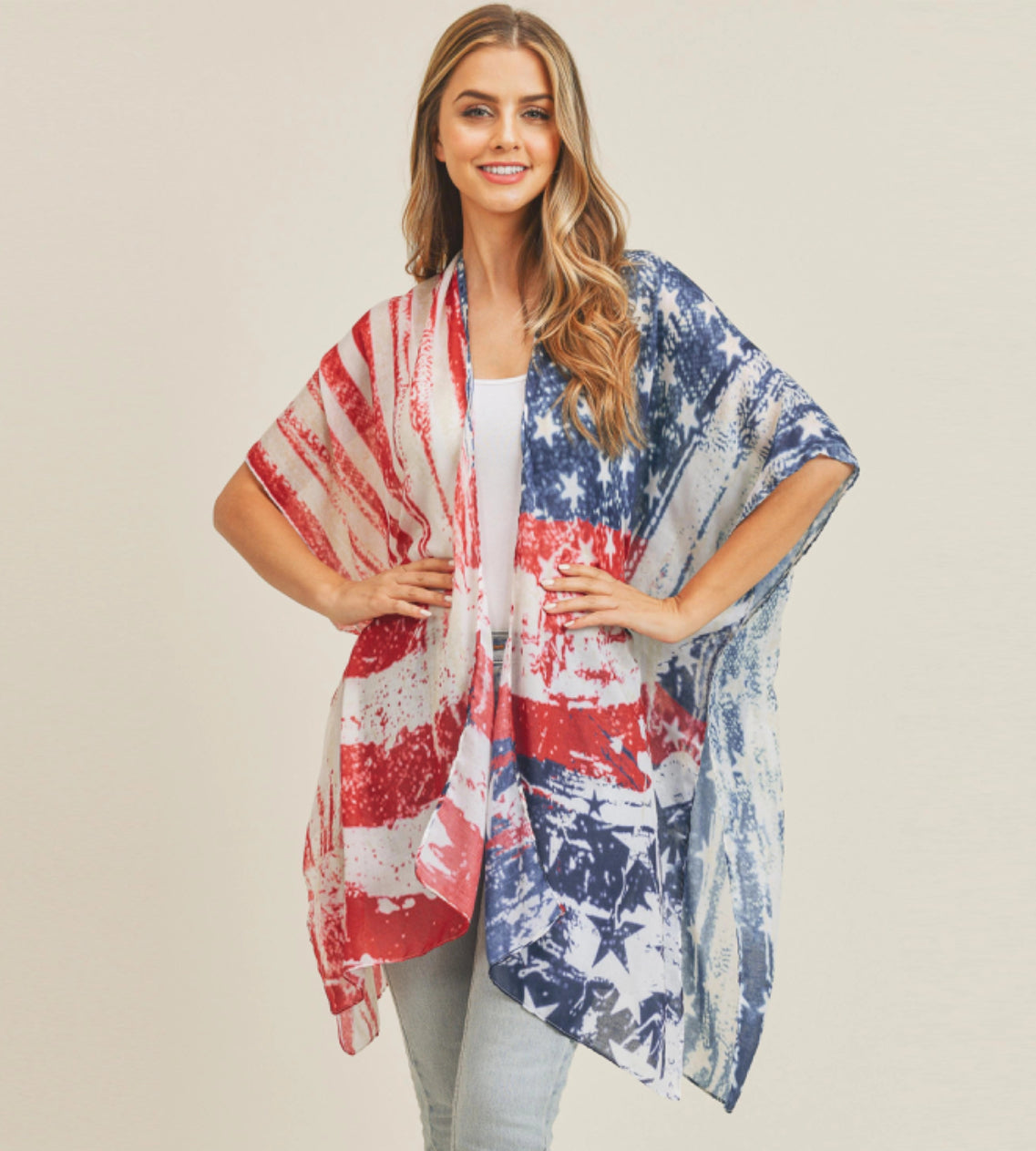 American Flag Print Kimono.