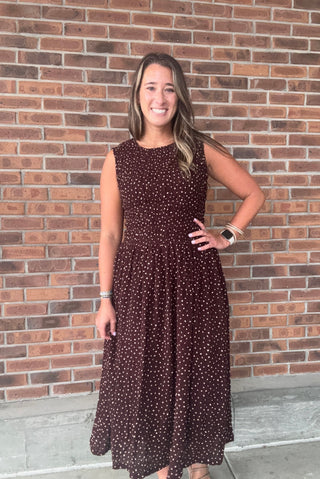 Smocked Polka Dot Midi Dress