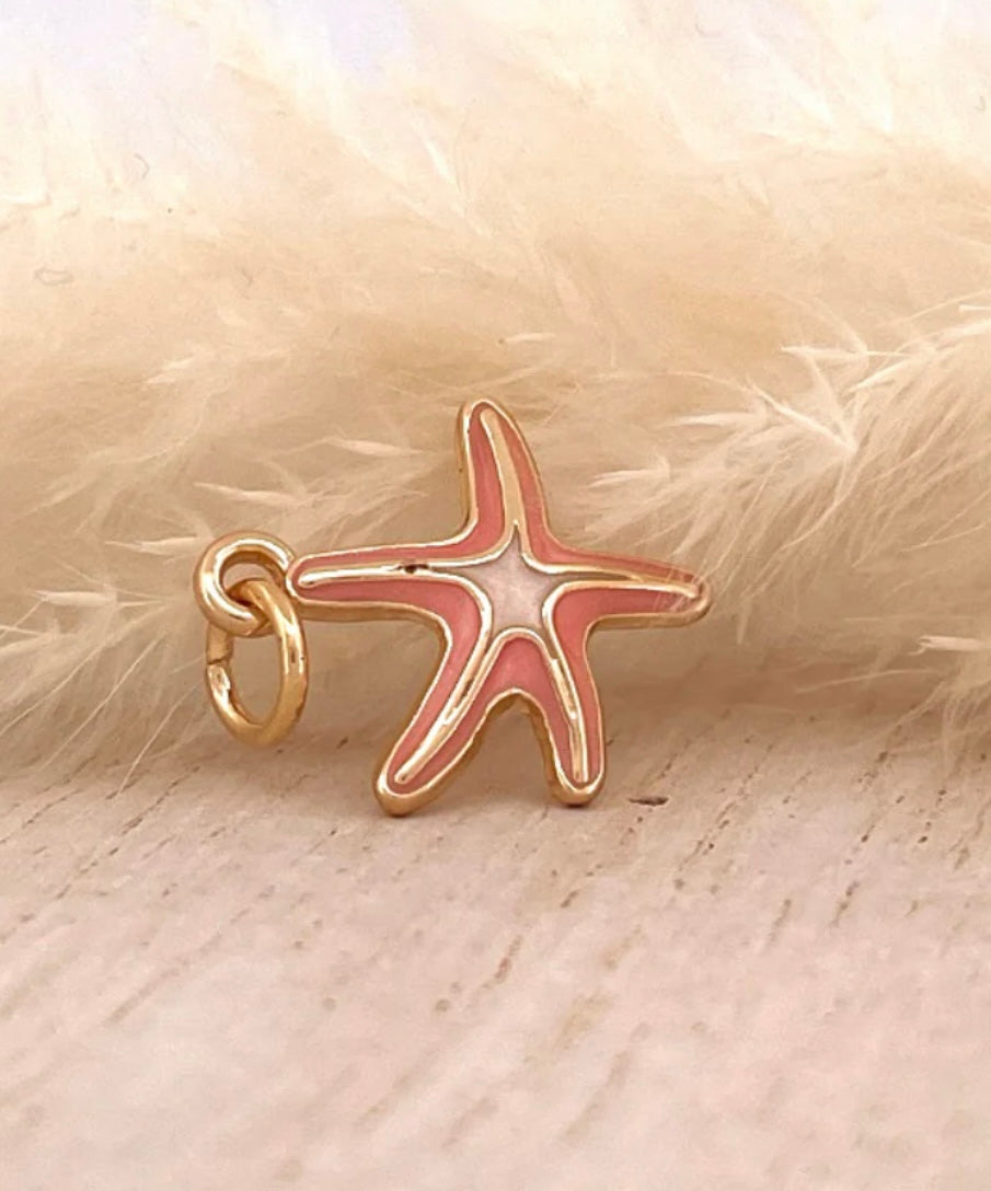 Pink Starfish Gold Charm