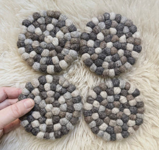 Handcrafted Felt Ball Coaster Sets