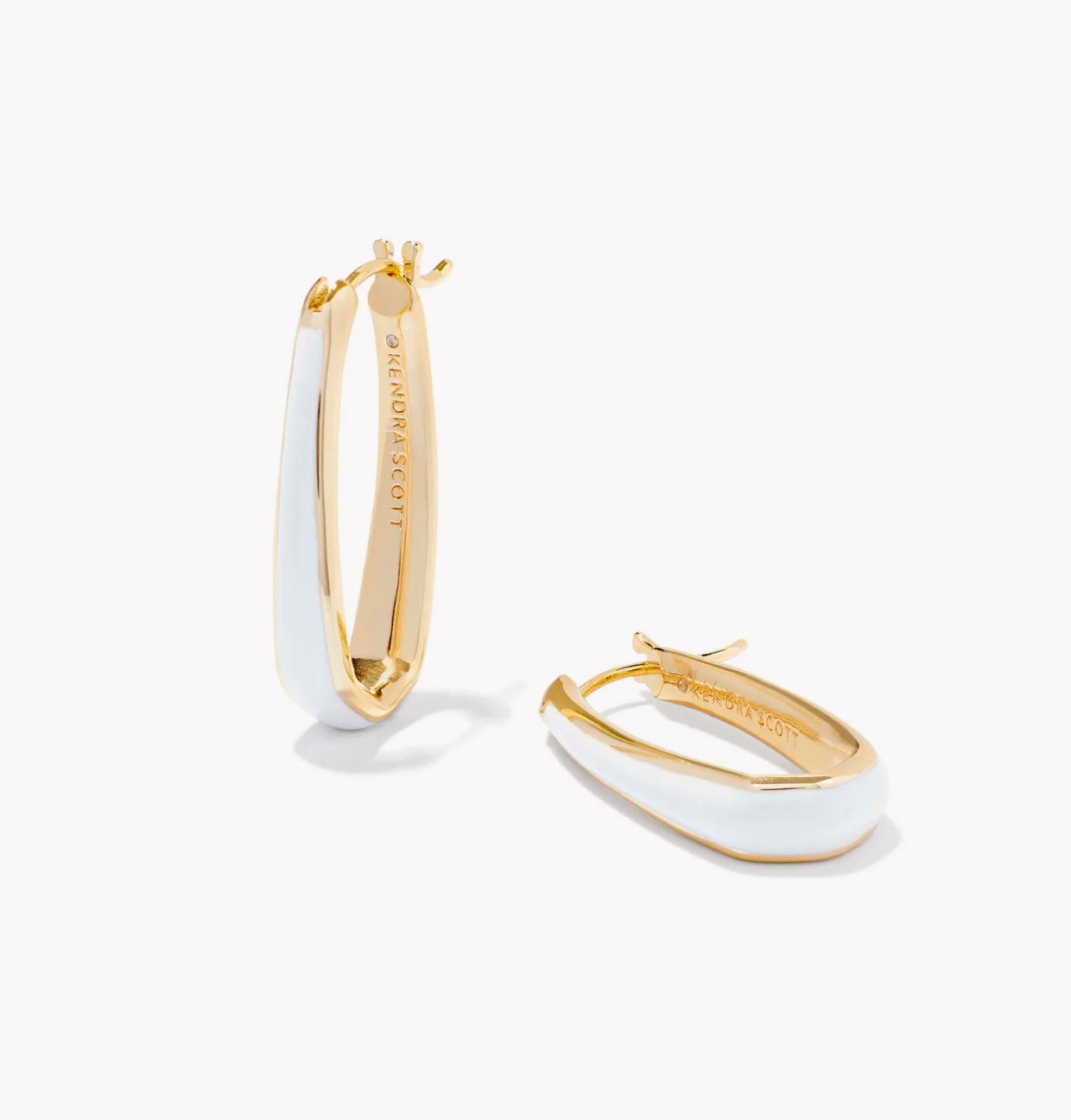 Kelsey Gold Hoop Earring White Enamel