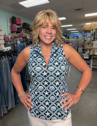 LuLu B Stunning Shells Zip Top