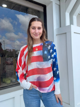 Abstract American Flag One Size Sweater