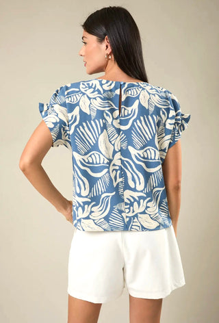 Blue Bay Ruffle Sleeve Top