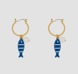 Sea Life Marine Blue Fish Earrings