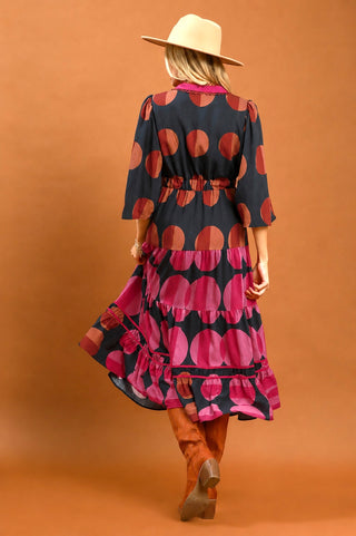 Umgee Mosaic Dot Tiered Dress