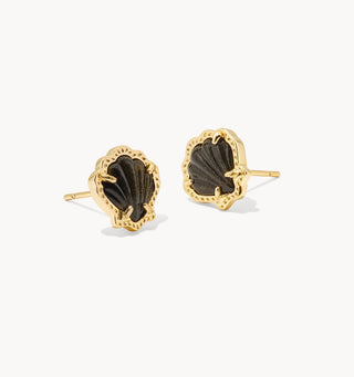 Brynne Shell Stud Earrings Golden Obsidian