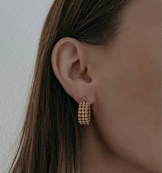 Water Safe Triple Bead Hoop Earring