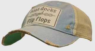 Boat Docks & Flip Flops Distressed Trucker Cap