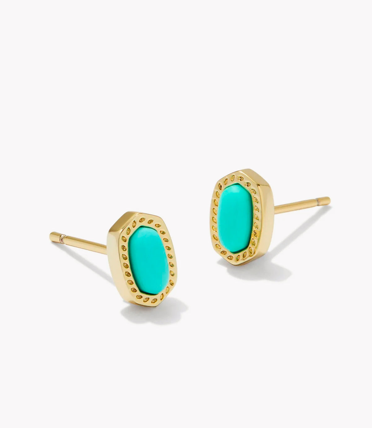 Mini Ellie Gold Stud Earrings in Mint Magnesite