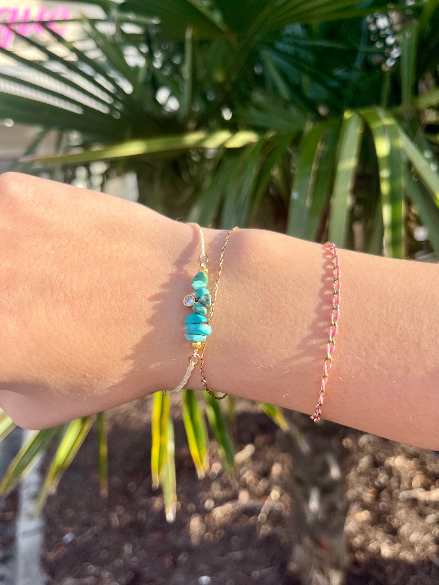 Pura Vida Dainty Turquoise Bead Charm Bracelet