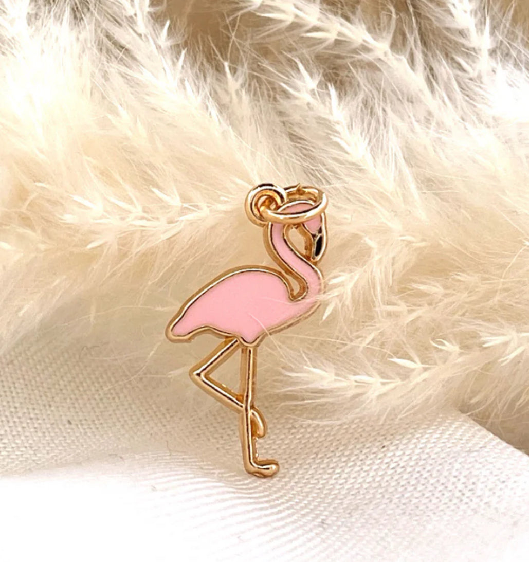 Pink Flamingo Gold Charm