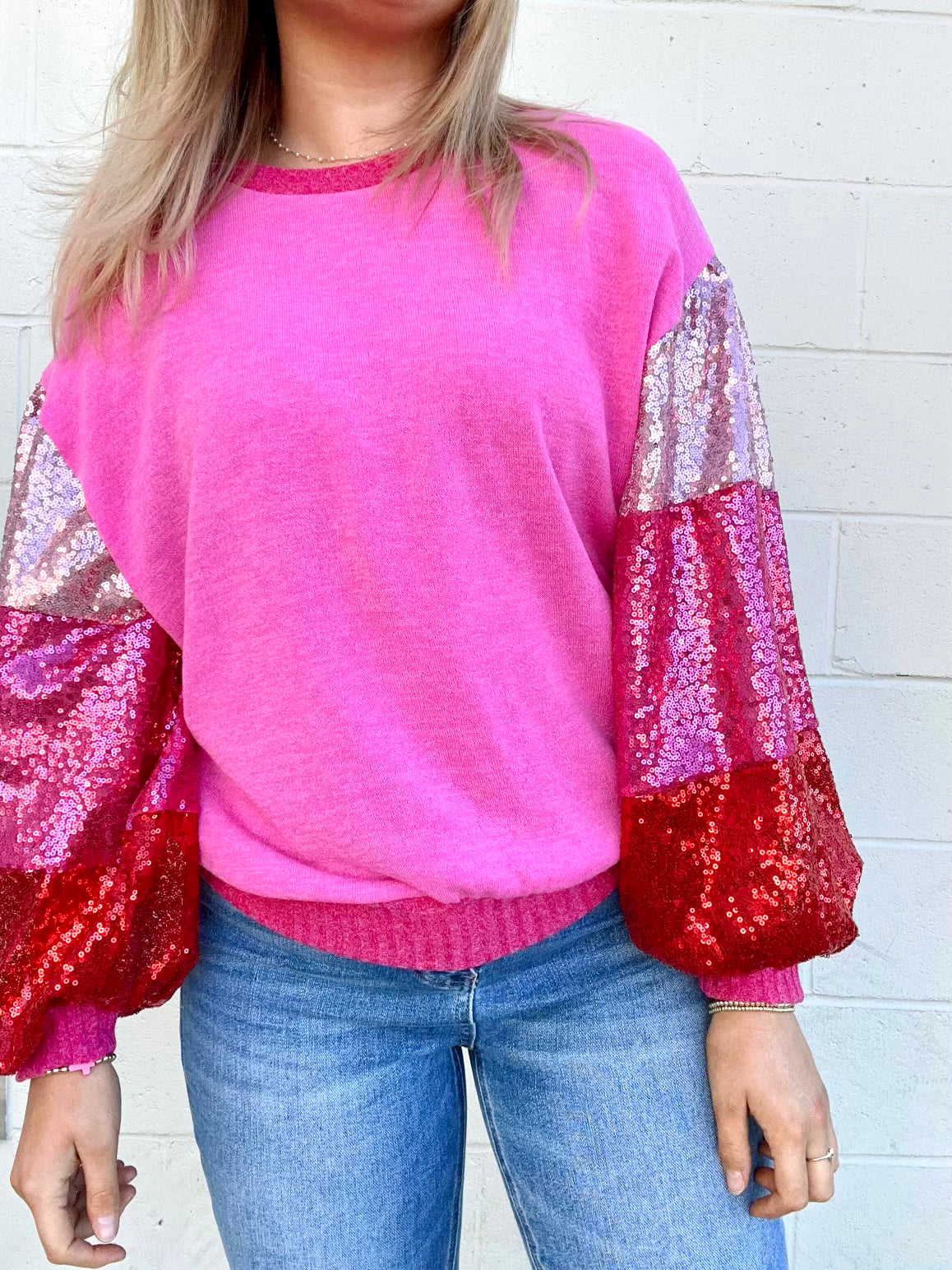 Red Hot & Pretty in Pink Vibes Sequin Top
