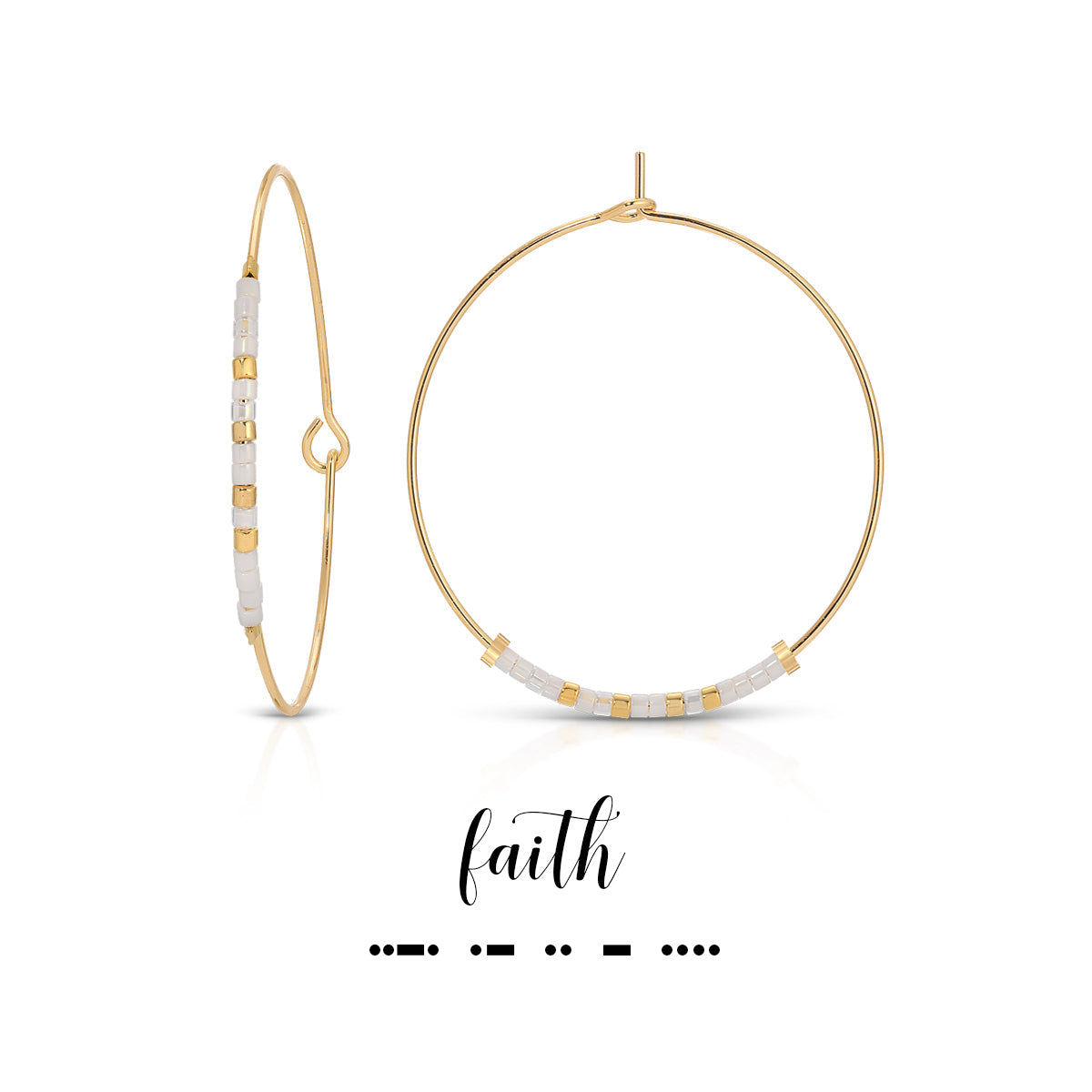 Dot & Dash Faith Hoop Earrings