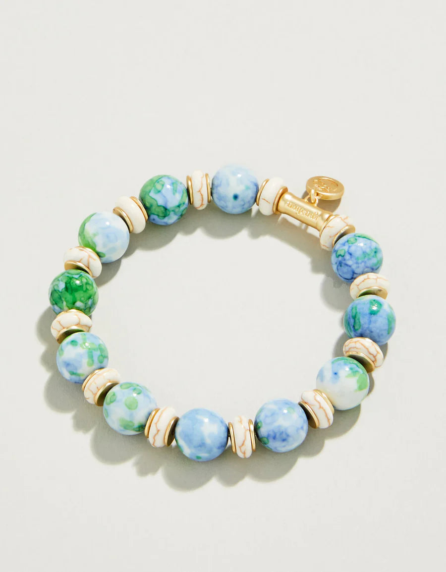 Spartina Stone Stretch Bracelet 10mm Mottled Jade Green/Blue