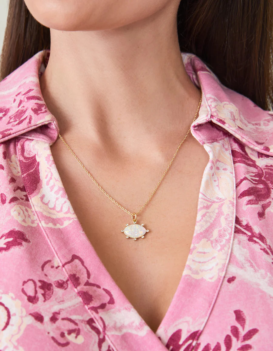 Spartina Opaline Necklace 18” White/Crystal